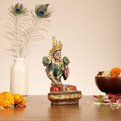 Handpainted Brass White Tara Idol | 8.5"