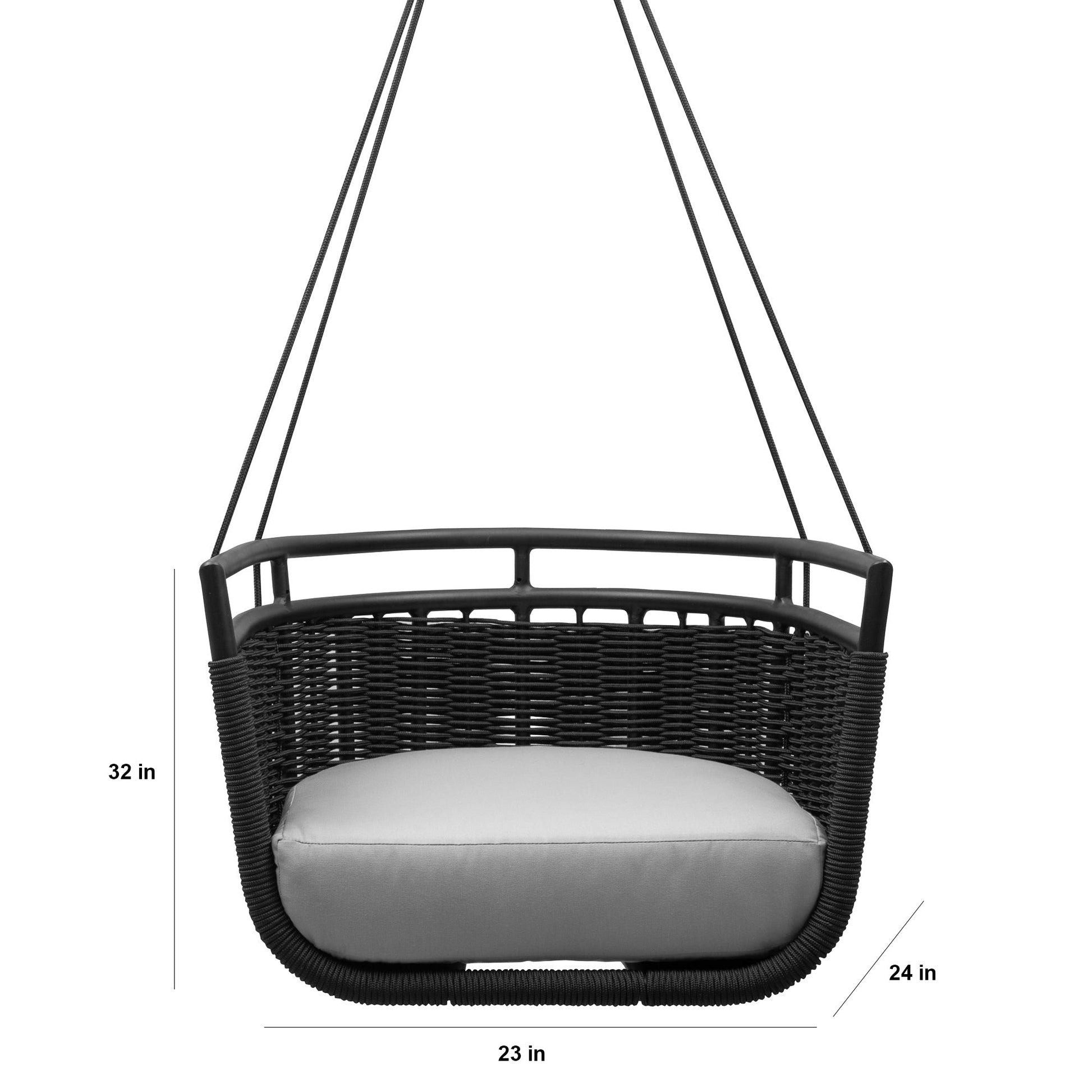 Petra Single Seater Hanging Swing Without Stand For Balcony , Garden Swing (Black)