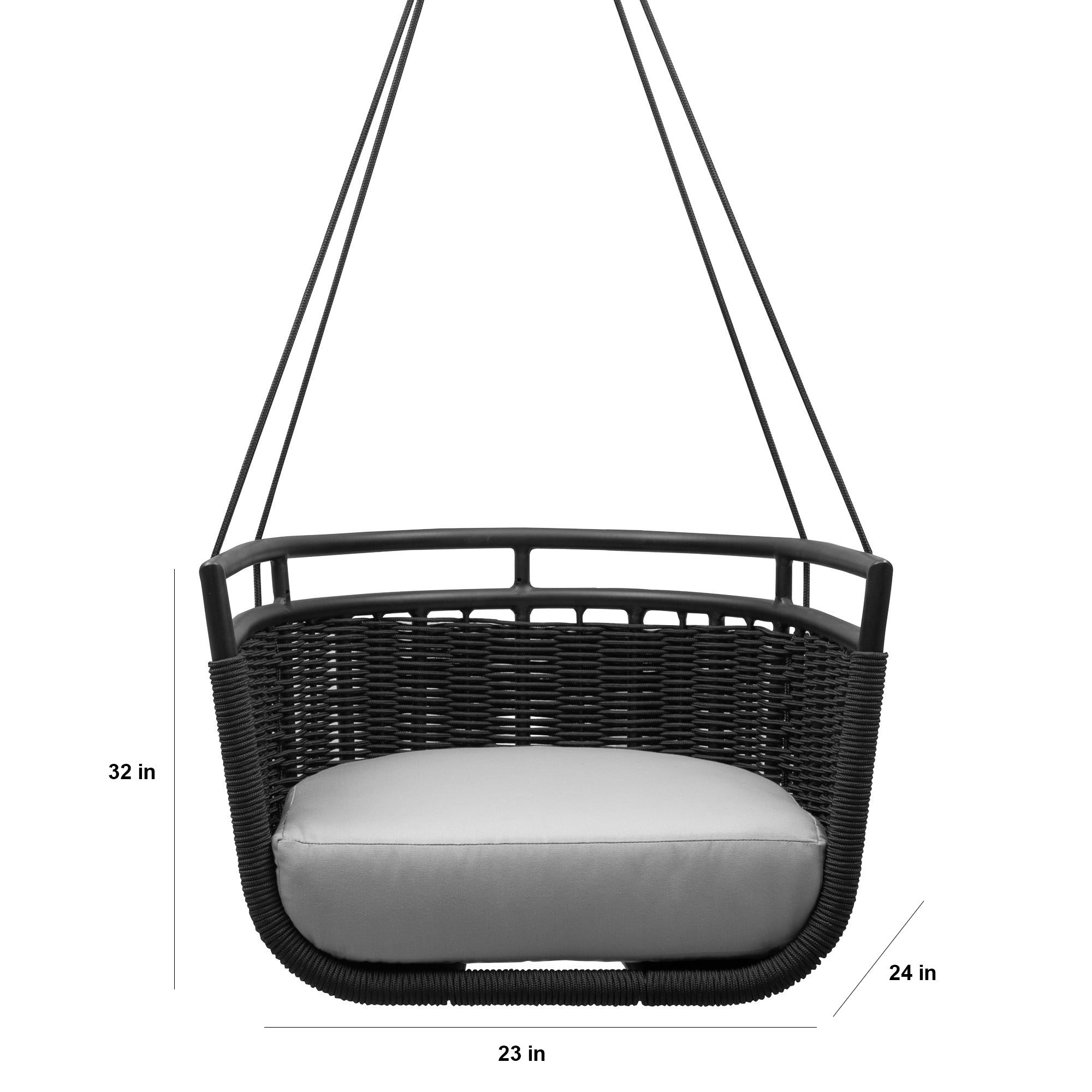 Petra Single Seater Hanging Swing Without Stand For Balcony , Garden Swing (Black)
