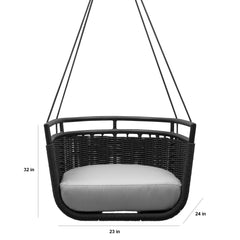 Petra Single Seater Hanging Swing Without Stand For Balcony , Garden Swing (Black)