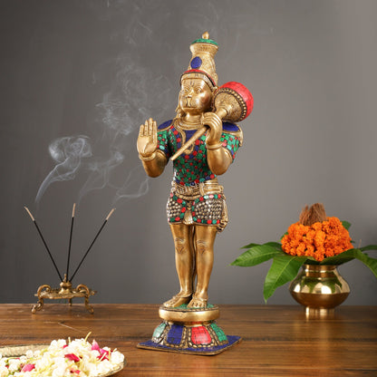 Brass standing Hanuman Statue - 21.5"
