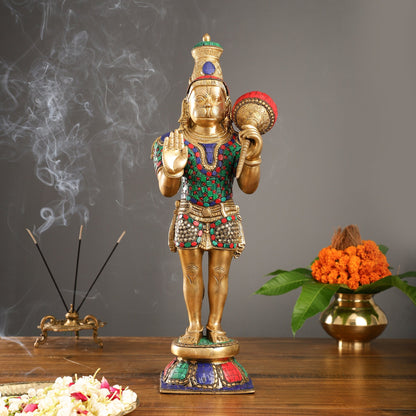 Brass standing Hanuman Statue - 21.5"