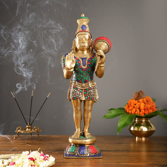 Brass standing Hanuman Statue - 21.5"