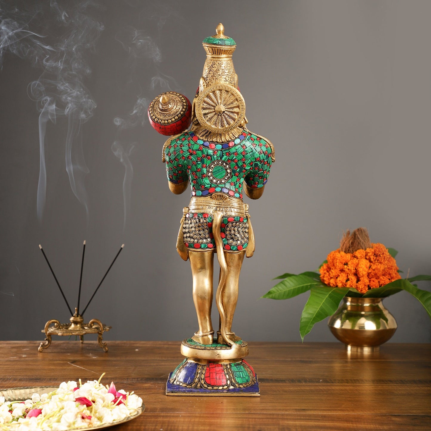 Brass standing Hanuman Statue - 21.5"