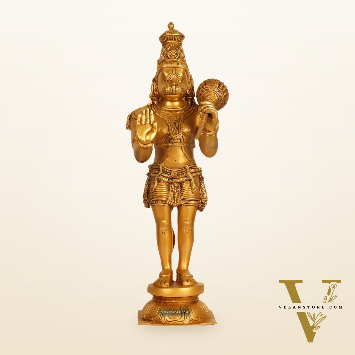 Hanuman Statue in Blessing Aashirwaad Mudra | Superfine Brass | 21.5" Tall