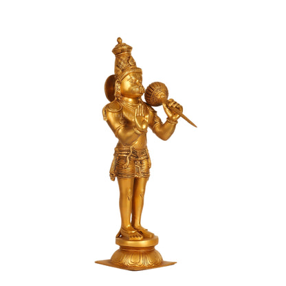 Hanuman Statue in Blessing Aashirwaad Mudra | Superfine Brass | 21.5" Tall