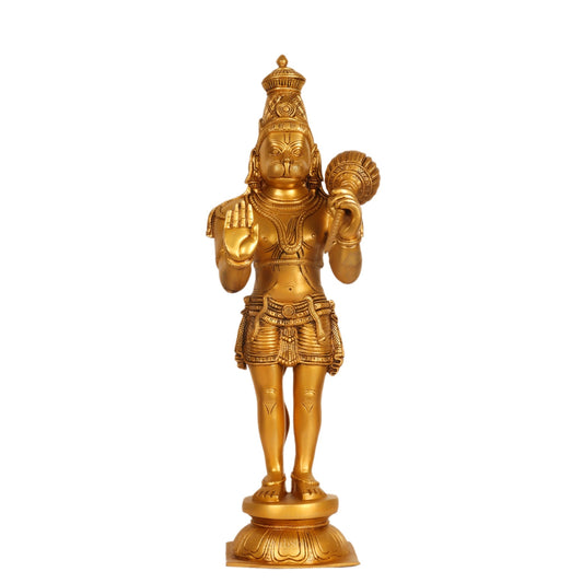 Hanuman Statue in Blessing Aashirwaad Mudra | Superfine Brass | 21.5" Tall