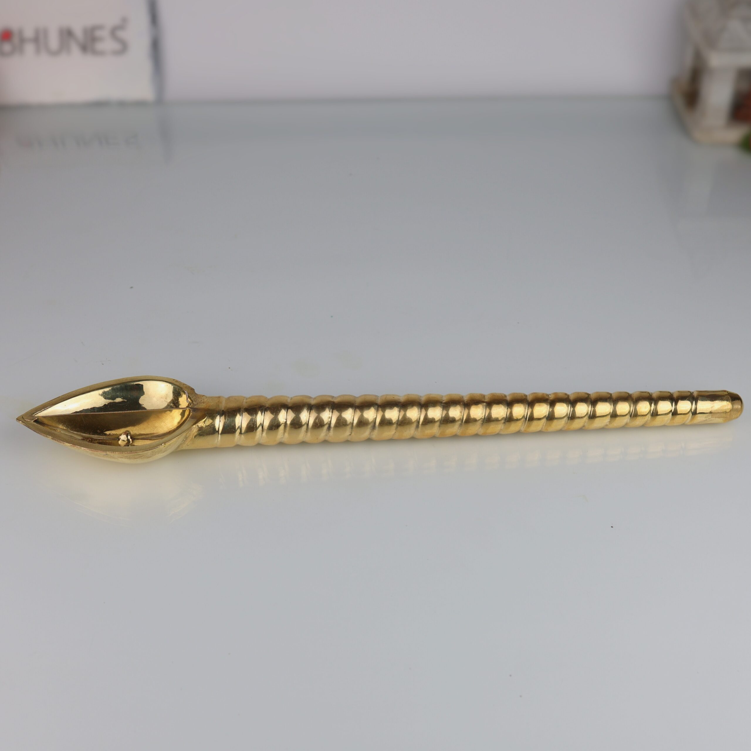 Brass Handcrafted Havan Spoon, Traditional Achamani Sruk for Yajna, Homa, and Pooja Rituals, Gold, 1 Inch, 1 Piece