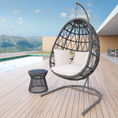 Naaru Single Seater Hanging Swing With Stand For Balcony , Garden (Dark Grey) Braided & Rope