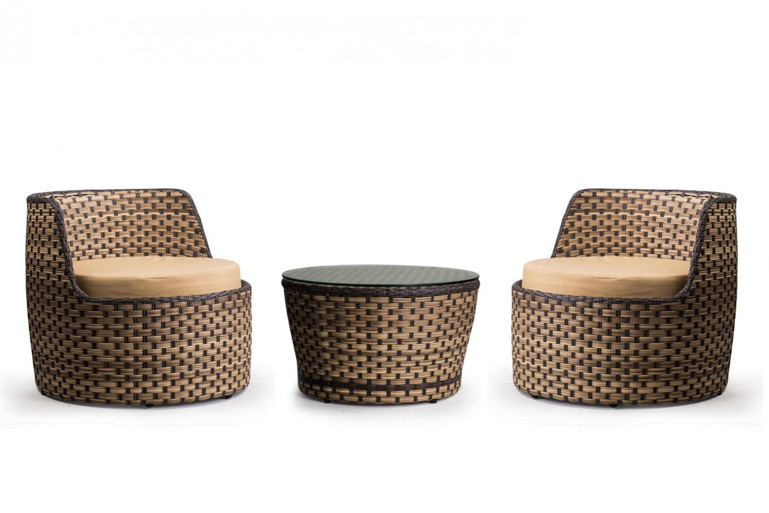 Leo Outdoor Patio Seating Set 2 Chairs and 1 Table Set (Arabica)