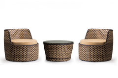 Leo Outdoor Patio Seating Set 2 Chairs and 1 Table Set (Arabica)