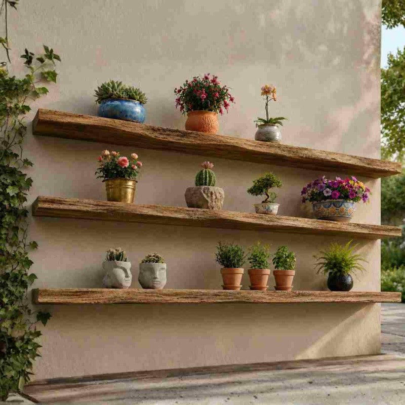 Handcrafted Live Edge Solid Wood Floating Wall Shelves – Set of 3 | Natural Rustic Finish