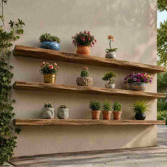 Handcrafted Live Edge Solid Wood Floating Wall Shelves – Set of 3 | Natural Rustic Finish