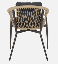Hall Outdoor Patio Seating Set 4 Chairs and 1 Table Set (Black + Honey) Braided & Rope