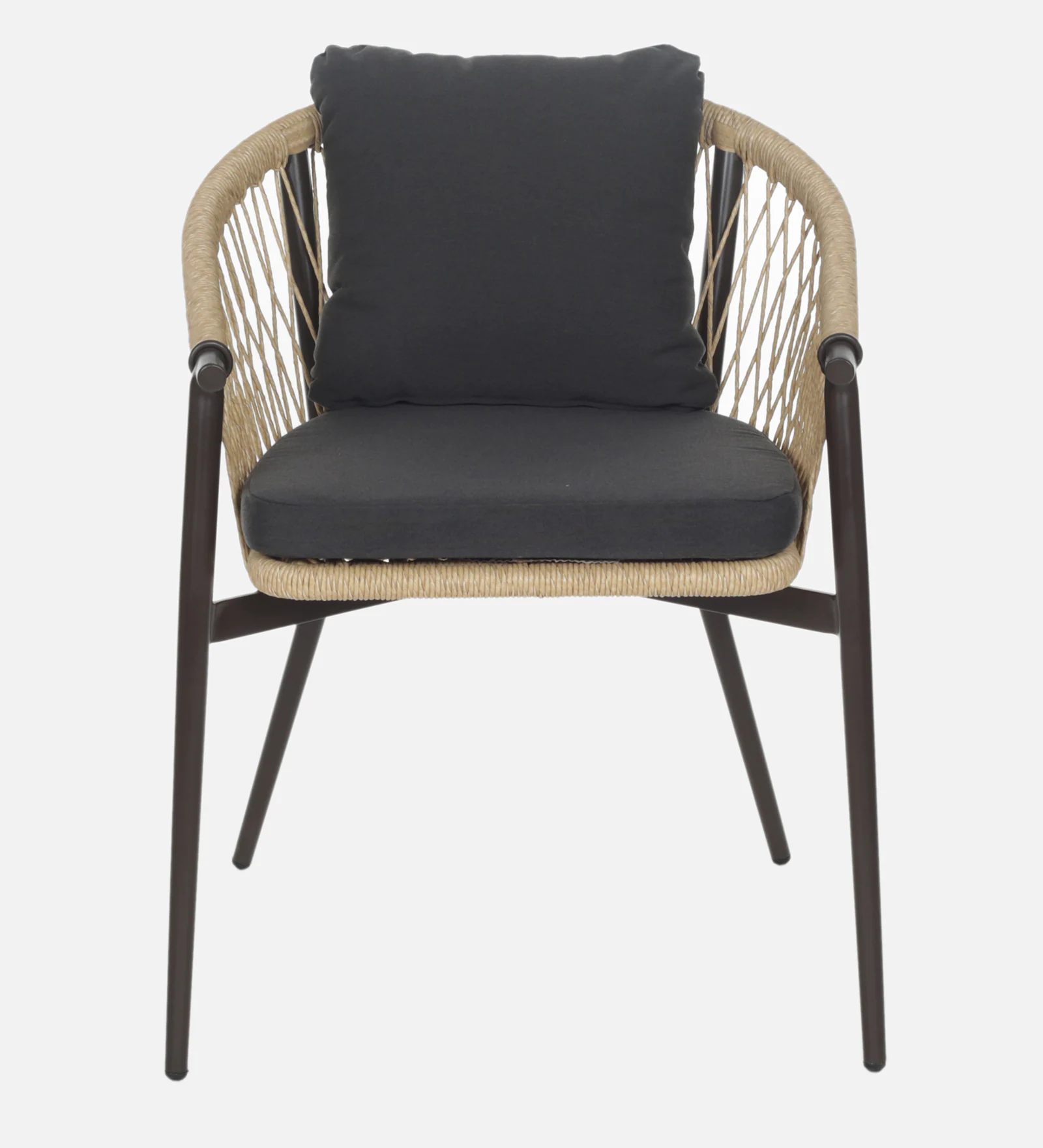 Hall Outdoor Patio Seating Set 4 Chairs and 1 Table Set (Black + Honey) Braided & Rope
