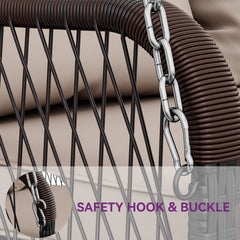 Eleri Three Seater Hanging Swing Without Stand For Balcony , Garden Swing (Dark Brown)