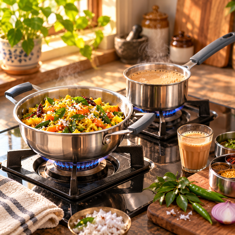 Prestige Mini Triply Pair | Cute Kadai & Sauce Pan Combo-2