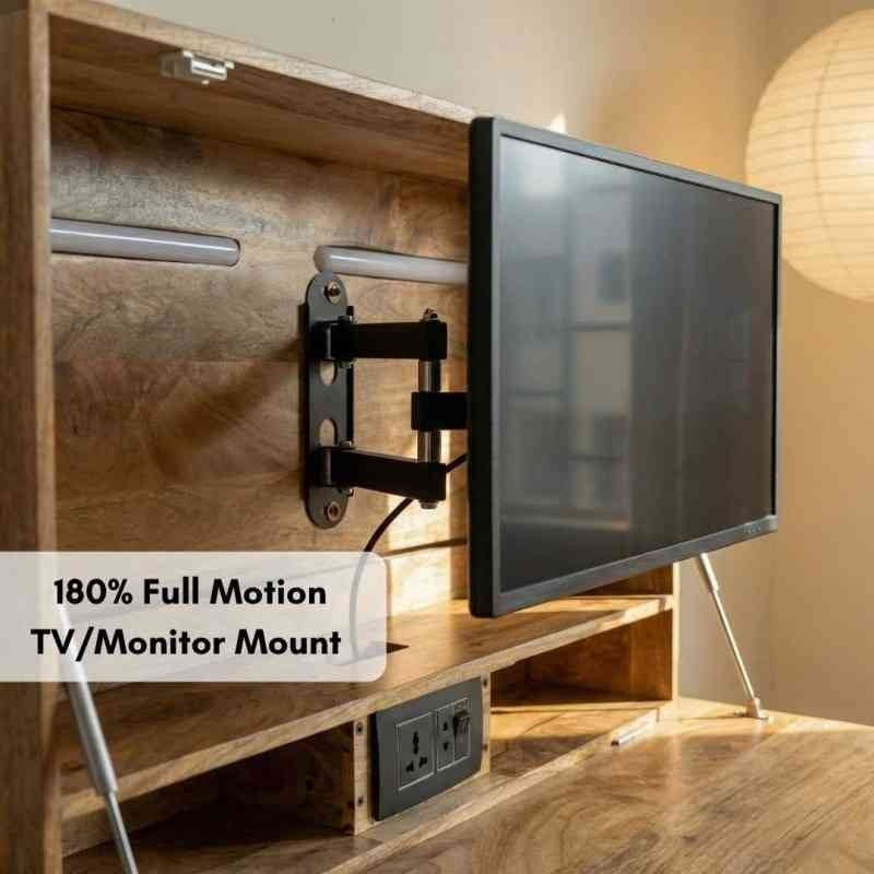 Solid Wood Fold Down Wall Mounted Desk with Personalized Photo Frame