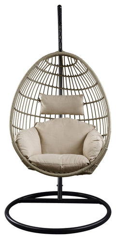 Gonzalo Single Seater Hanging Swing With Stand For Balcony, Garden Swing (Black+Grey)