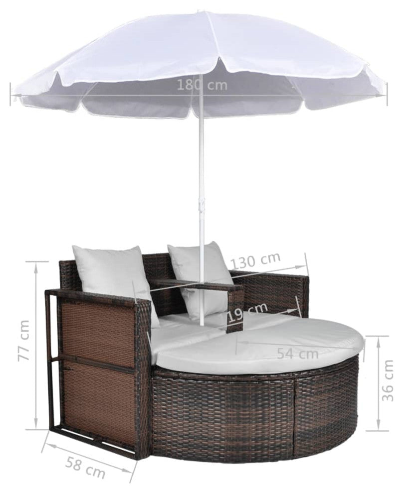Donatello Outdoor Poolside Sunbed With Cushion Daybed (Brown)