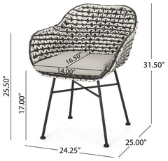 Glum Outdoor Patio Seating Set 2 Chairs and 1 Table Set (Black + White)