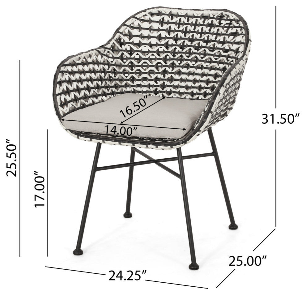 Glum Outdoor Patio Seating Set 2 Chairs and 1 Table Set (Black + White)