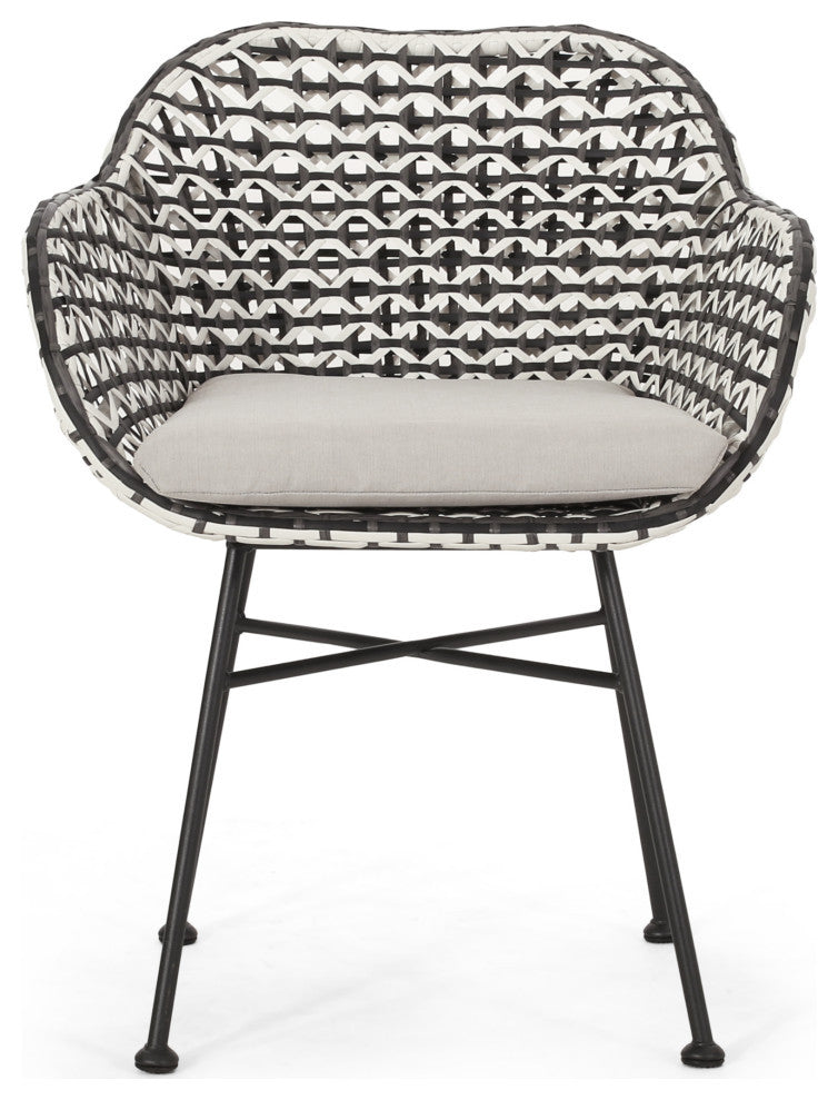 Glum Outdoor Patio Seating Set 2 Chairs and 1 Table Set (Black + White)
