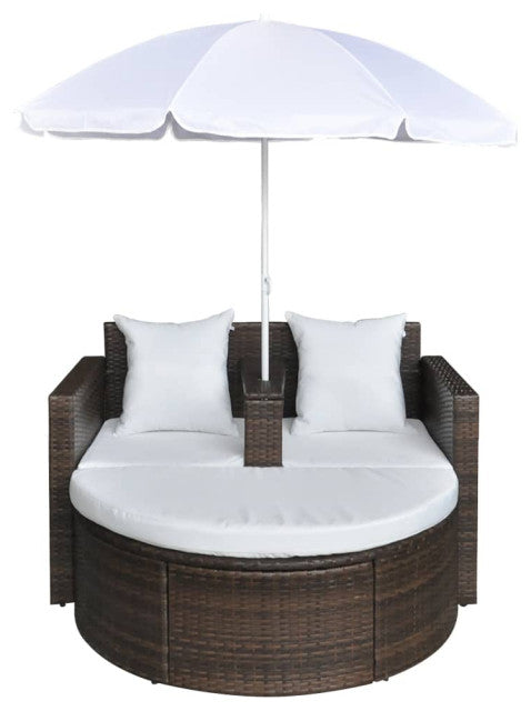 Donatello Outdoor Poolside Sunbed With Cushion Daybed (Brown)
