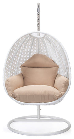 Pico Single Seater Hanging Swing With Stand For Balcony , Garden (White)
