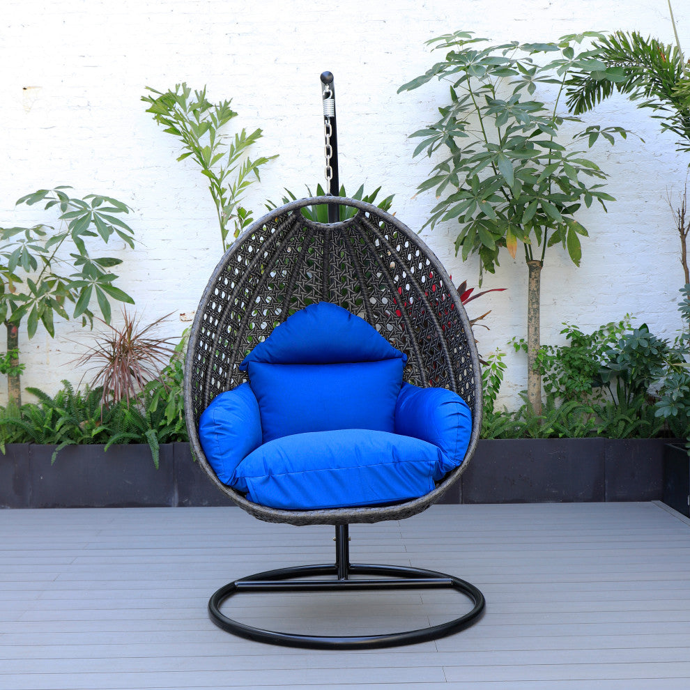 Blox Single Seater Hanging Swing With Stand For Balcony , Garden (Dark Grey)