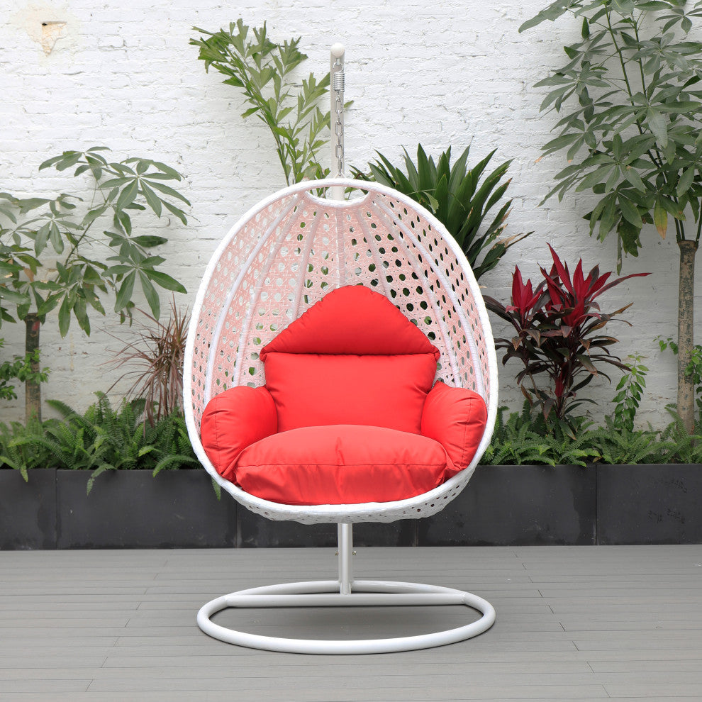 Pico Single Seater Hanging Swing With Stand For Balcony , Garden (White)