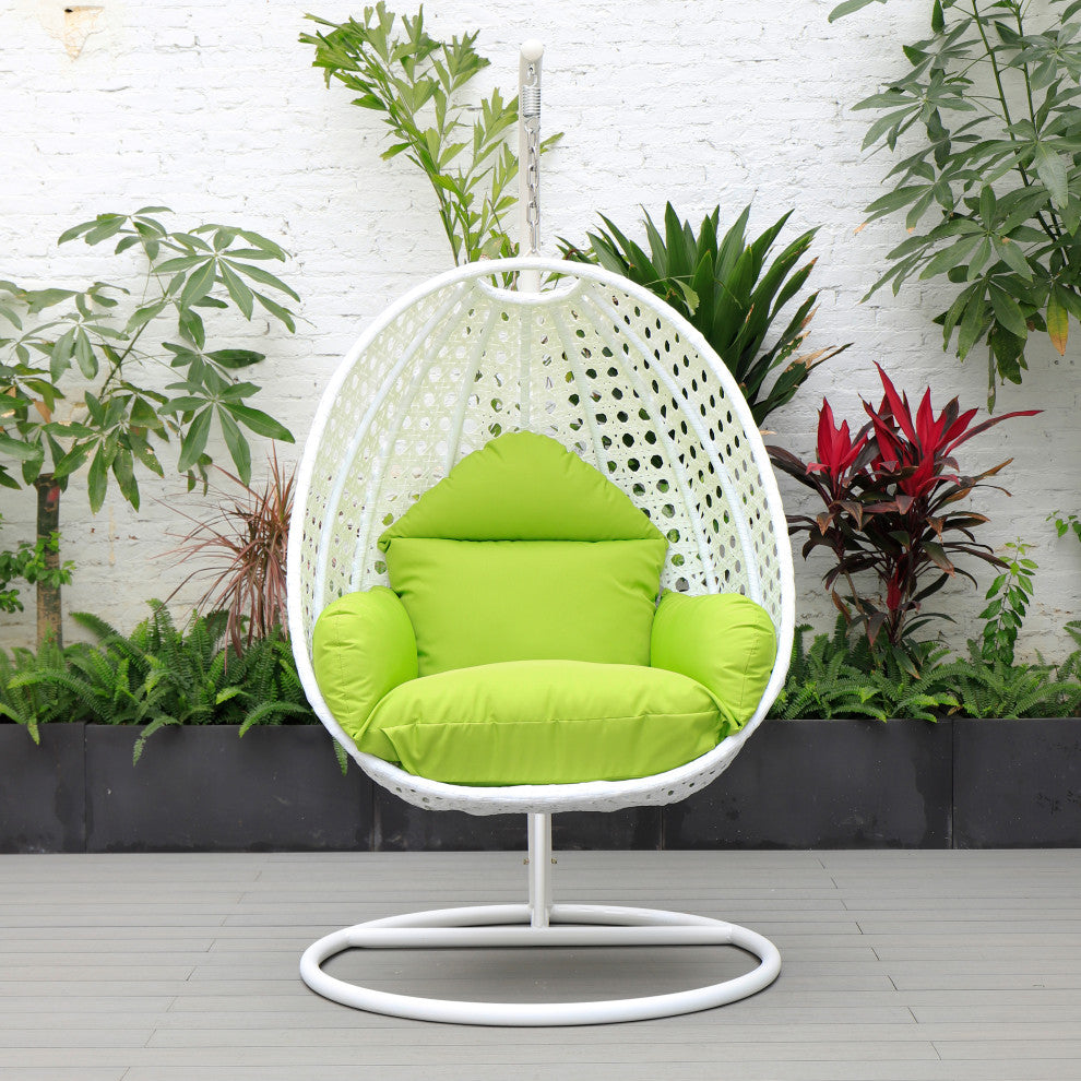 Pico Single Seater Hanging Swing With Stand For Balcony , Garden (White)