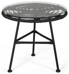 Glum Outdoor Patio Seating Set 2 Chairs and 1 Table Set (Black + White)