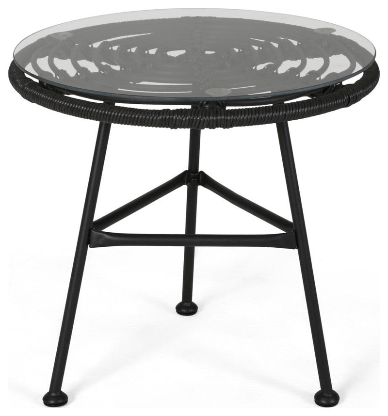 Glum Outdoor Patio Seating Set 2 Chairs and 1 Table Set (Black + White)