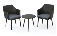 Camo Outdoor Patio Seating Set 2 Chairs and 1 Table Set (Black)