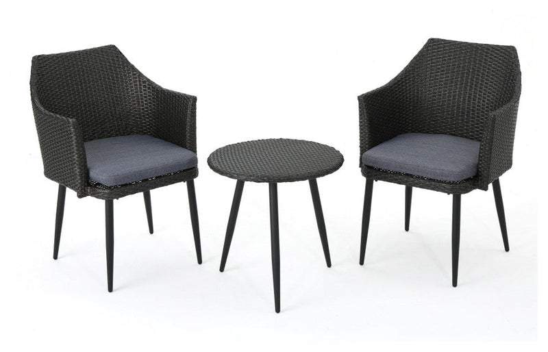 Camo Outdoor Patio Seating Set 2 Chairs and 1 Table Set (Black)