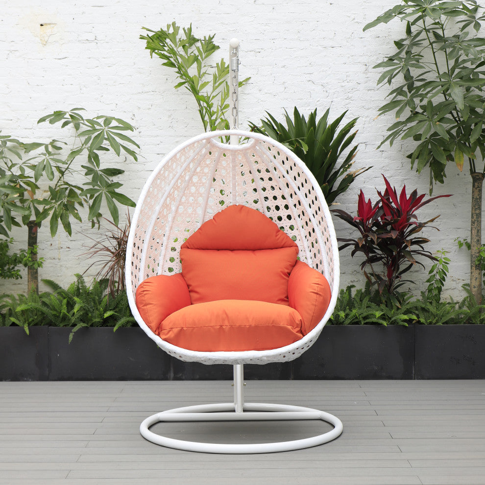 Pico Single Seater Hanging Swing With Stand For Balcony , Garden (White)