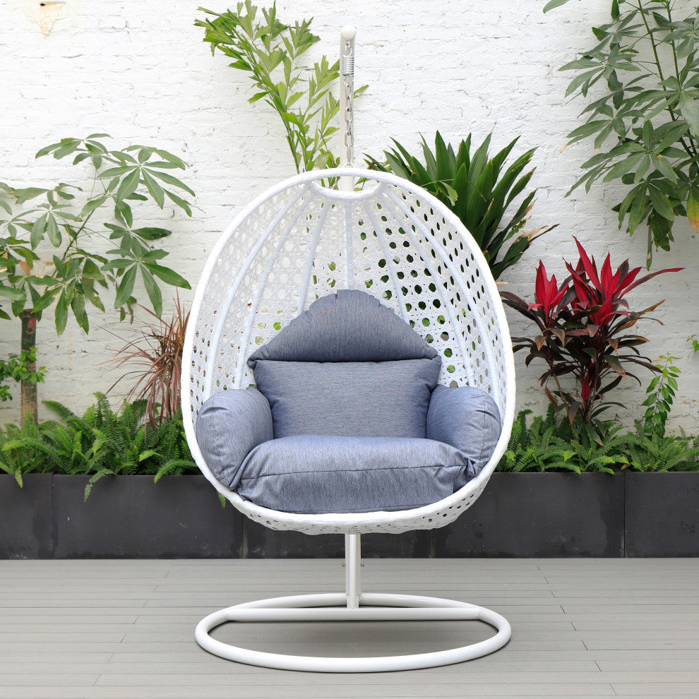Pico Single Seater Hanging Swing With Stand For Balcony , Garden (White)