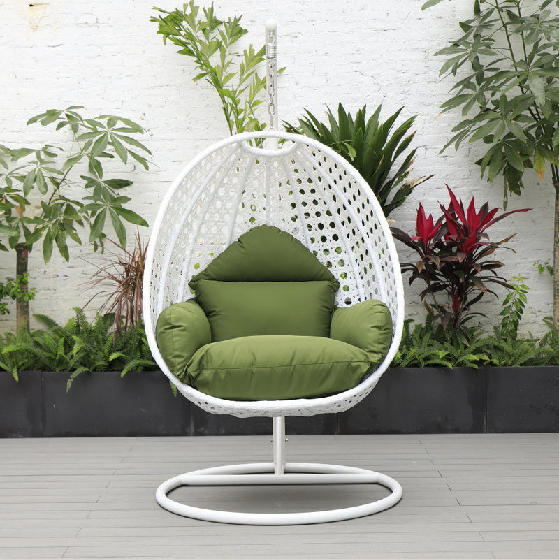 Pico Single Seater Hanging Swing With Stand For Balcony , Garden (White)
