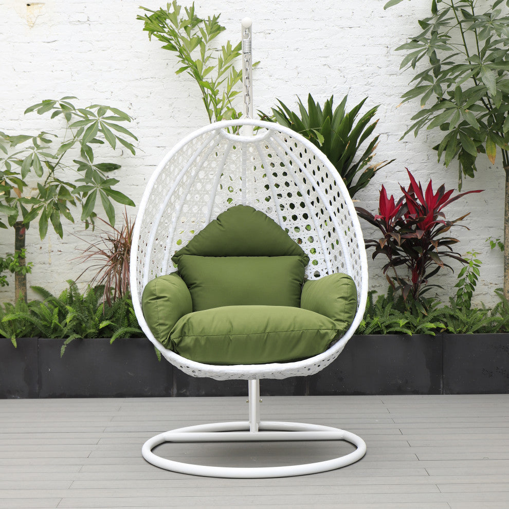 Pico Single Seater Hanging Swing With Stand For Balcony , Garden (White)