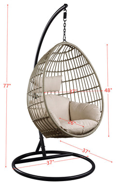 Gonzalo Single Seater Hanging Swing With Stand For Balcony, Garden Swing (Black+Grey)
