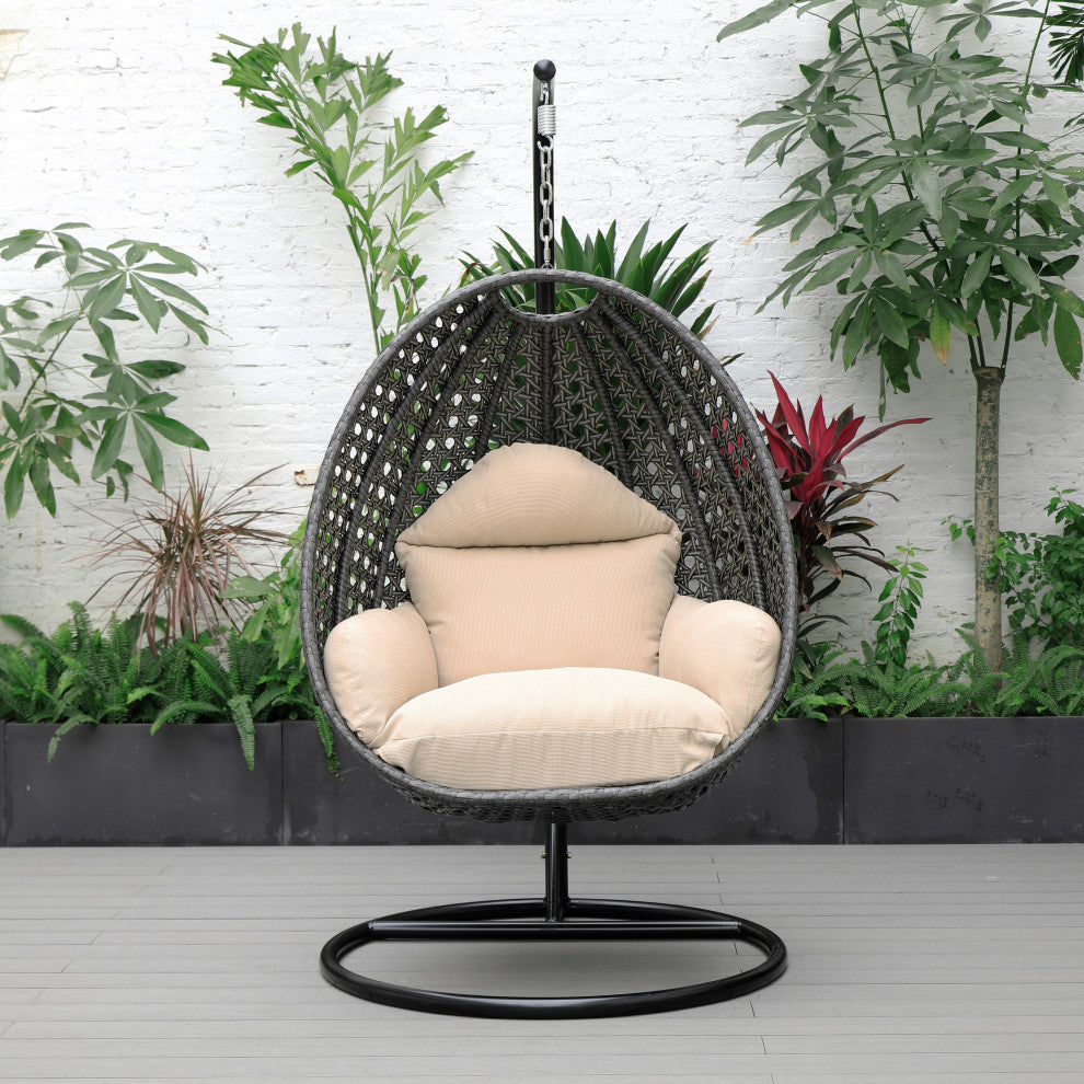 Blox Single Seater Hanging Swing With Stand For Balcony , Garden (Dark Grey)