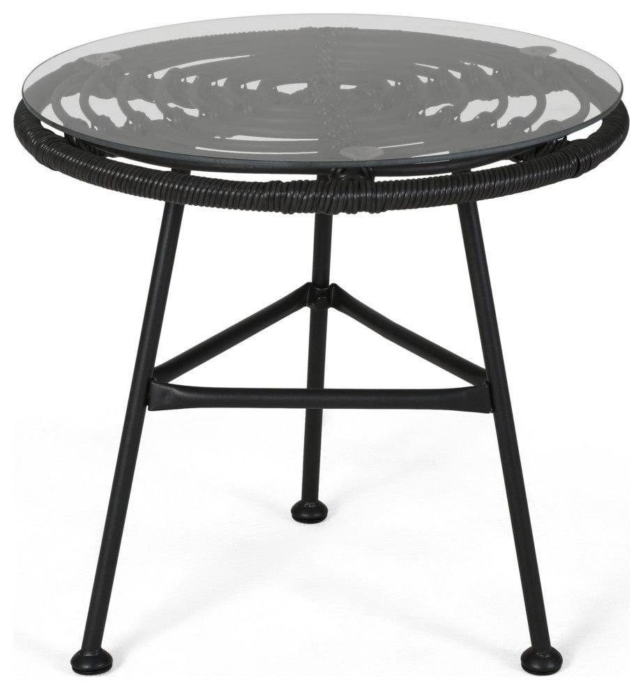 Glum Outdoor Patio Seating Set 2 Chairs and 1 Table Set (Black + White)