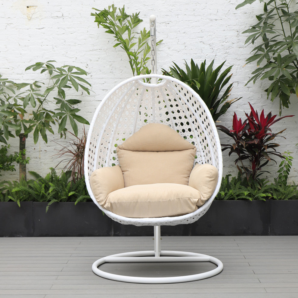 Pico Single Seater Hanging Swing With Stand For Balcony , Garden (White)