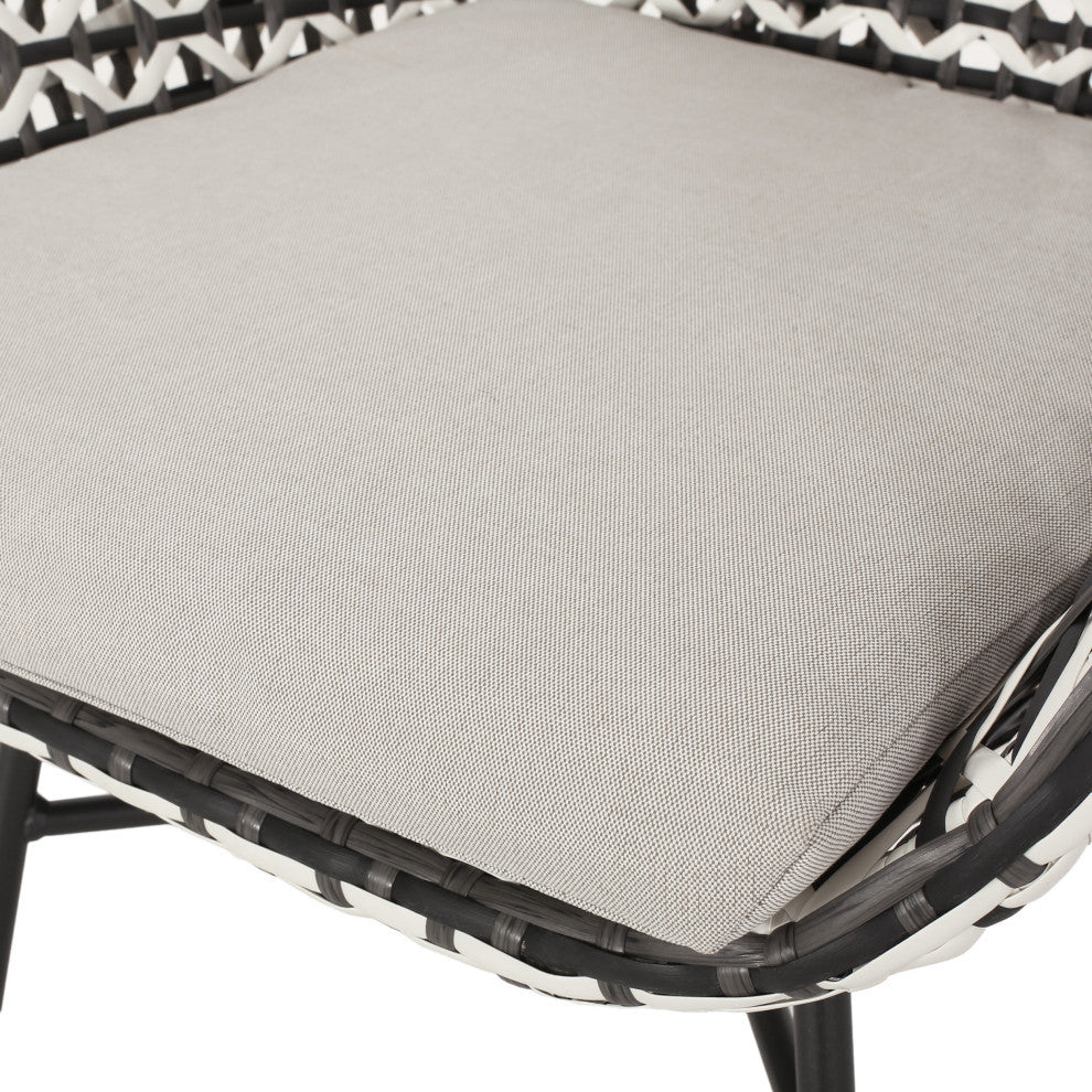 Glum Outdoor Patio Seating Set 2 Chairs and 1 Table Set (Black + White)