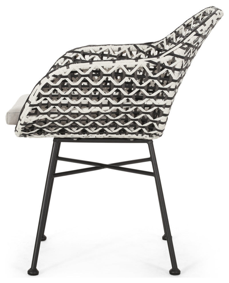 Glum Outdoor Patio Seating Set 2 Chairs and 1 Table Set (Black + White)