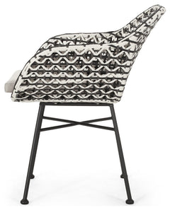 Glum Outdoor Patio Seating Set 2 Chairs and 1 Table Set (Black + White)