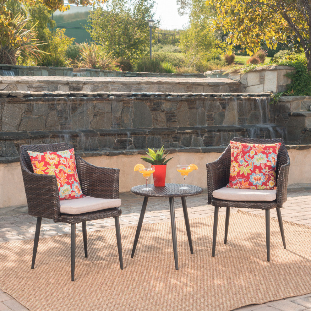 Froe Outdoor Patio Seating Set 2 Chairs and 1 Table Set (Brown)