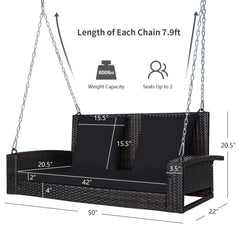 Robertina Double Seater Hanging Swing Without Stand For Balcony, Garden Swing (Dark Brown)