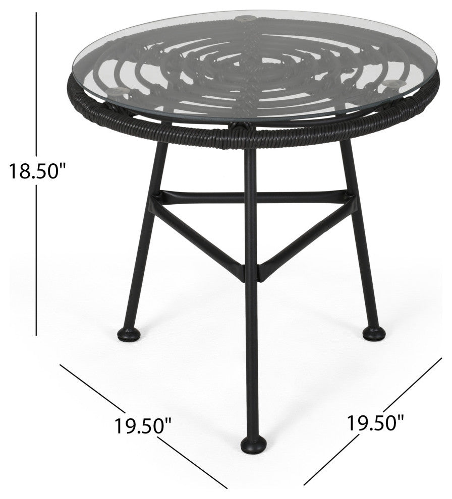 Glum Outdoor Patio Seating Set 2 Chairs and 1 Table Set (Black + White)